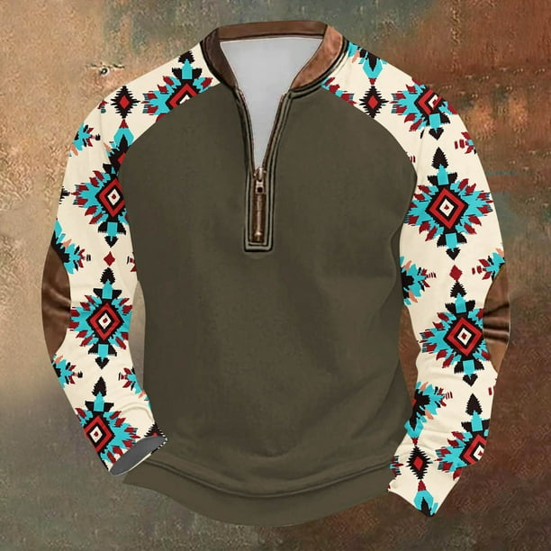 Blusas y camisas de manga larga con cuello redondo para hombre Sudadera con puños en los hombros estampada para hombre Blusa de poliéster de manga larga con cuello redondo para hombre
