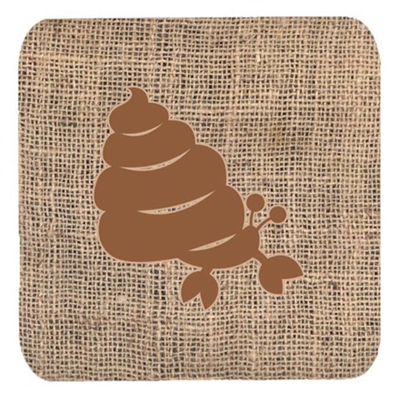 Hermit Crab Burlap and Brown Foam Coasters, Set - 4