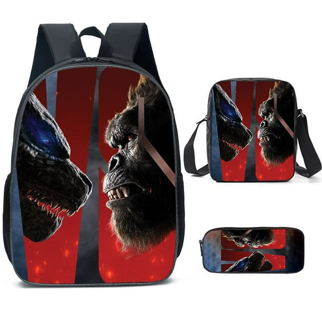 Godzilla Vs King Kong Schoolbag, Student Backpack, Godzilla Vs Kong Three-Piece Backpack-Youyoupin