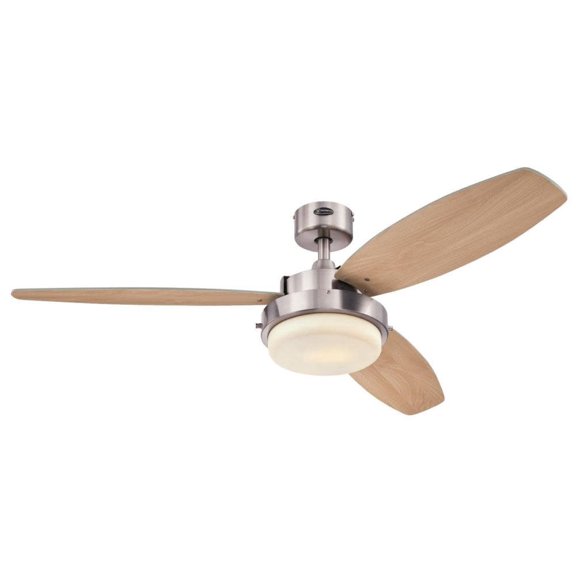 Westinghouse Alloy 52 in. Brushed Nickel Finish Reversible Blades (Beech/Wengue) Opal Frosted Glass