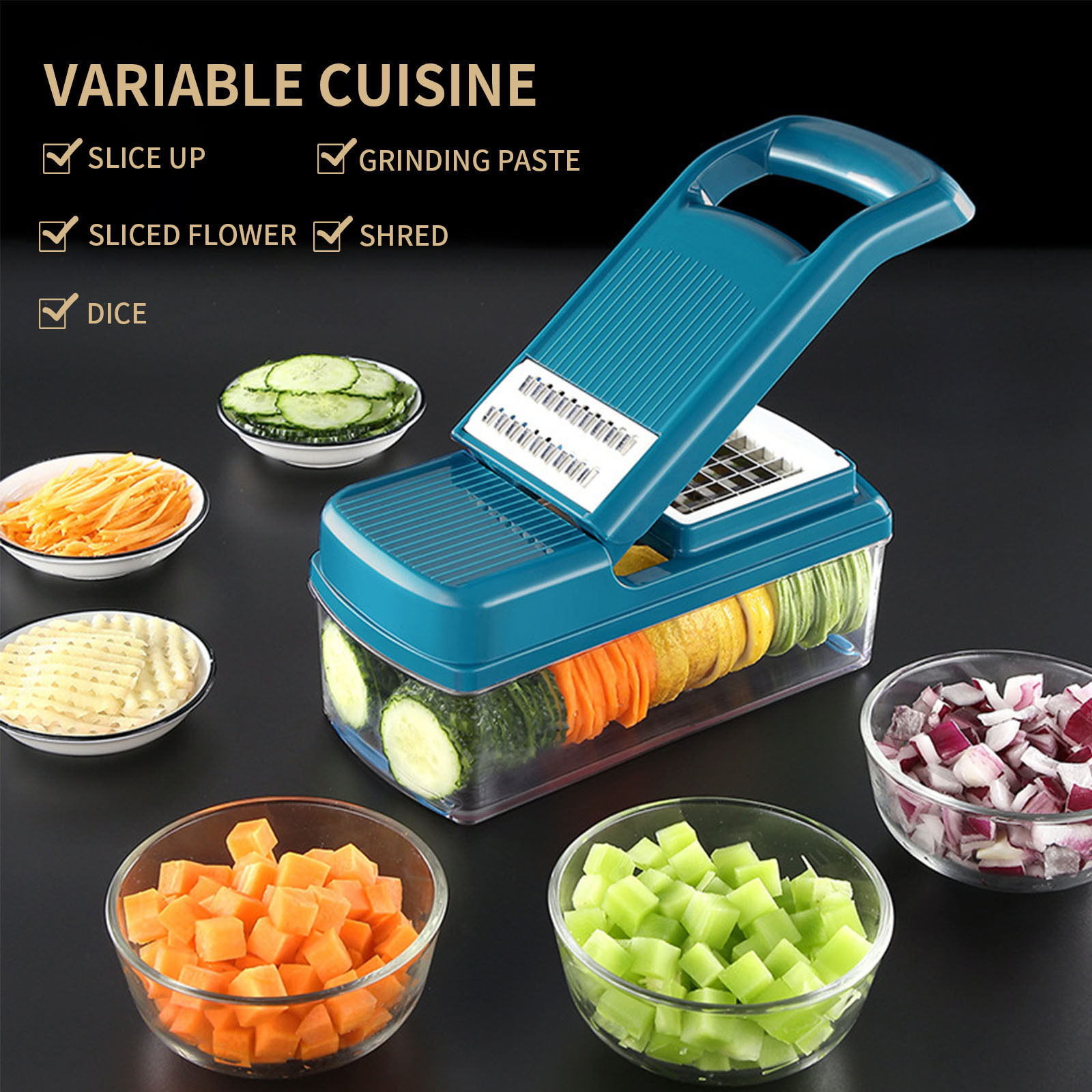 ZUDKSUY Pro Vegetable Chopper, 15in1 Multifunctional Onion Chopper