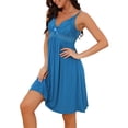 thumbnail image 4 of INSPIRE CHIC Womens Babydoll Lingerie Chemise Sheer Lace V Neck A Line Spaghetti Strap Midi Nightgown Pajama Dress 2XL Blue, 4 of 6