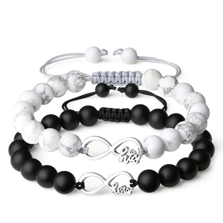 COAI His and Hers Infinity Howlite Onyx Stone Matching Couples Bracelets