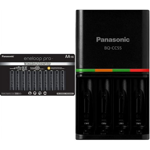 AIR-Panasonic eneloop pro AA High Capacity Rechargeable Battery Pack + Advanced 4 Hour Quick Charger