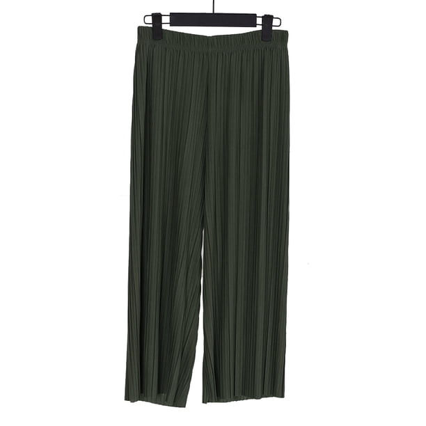 Pantalones sueltos de mujer de cintura alta plisados de verano pantalones largos casuales de color sólido seitruly FS11579-04