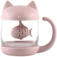 thumbnail image 1 of Taza de té de cristal para gatos, botella de agua con filtro de infusor de té de pescado, 250ML (8OZ) brillar Hogar, 1 of 3
