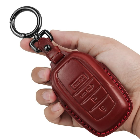 for Toyota Key Fob Cover Leather,with Keychain compatible with 2019-2024 Land Cruiser,2021-2024 Venza, Grand Highlander Hilux,Fortuner,2022-2024 Tundra,Corolla Cross,Prius 4 Buttons