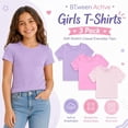 thumbnail image 3 of Btween Active Girls T-Shirts 3 Pack – Short Sleeve Ribbed Crewneck Tees, Soft Stretch Casual Everyday Tops for Girls, 3 of 7