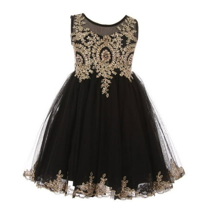 Little Girls Black Gold Sparkle Rhinestone Adorned Tulle Christmas (Best Store For Little Black Dress)