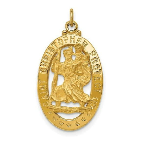 Finest Gold 14K Yellow Gold Saint Christopher Medal Pendant