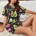 thumbnail image 4 of Cauagu Avocado Love for Women's Round Neck Pajama Set,Short-Sleeved Pajamas Soft Sleepwear Set Summer Pajamas Set Lounge Sets 2-Piece Pj-3X-Large, 4 of 6