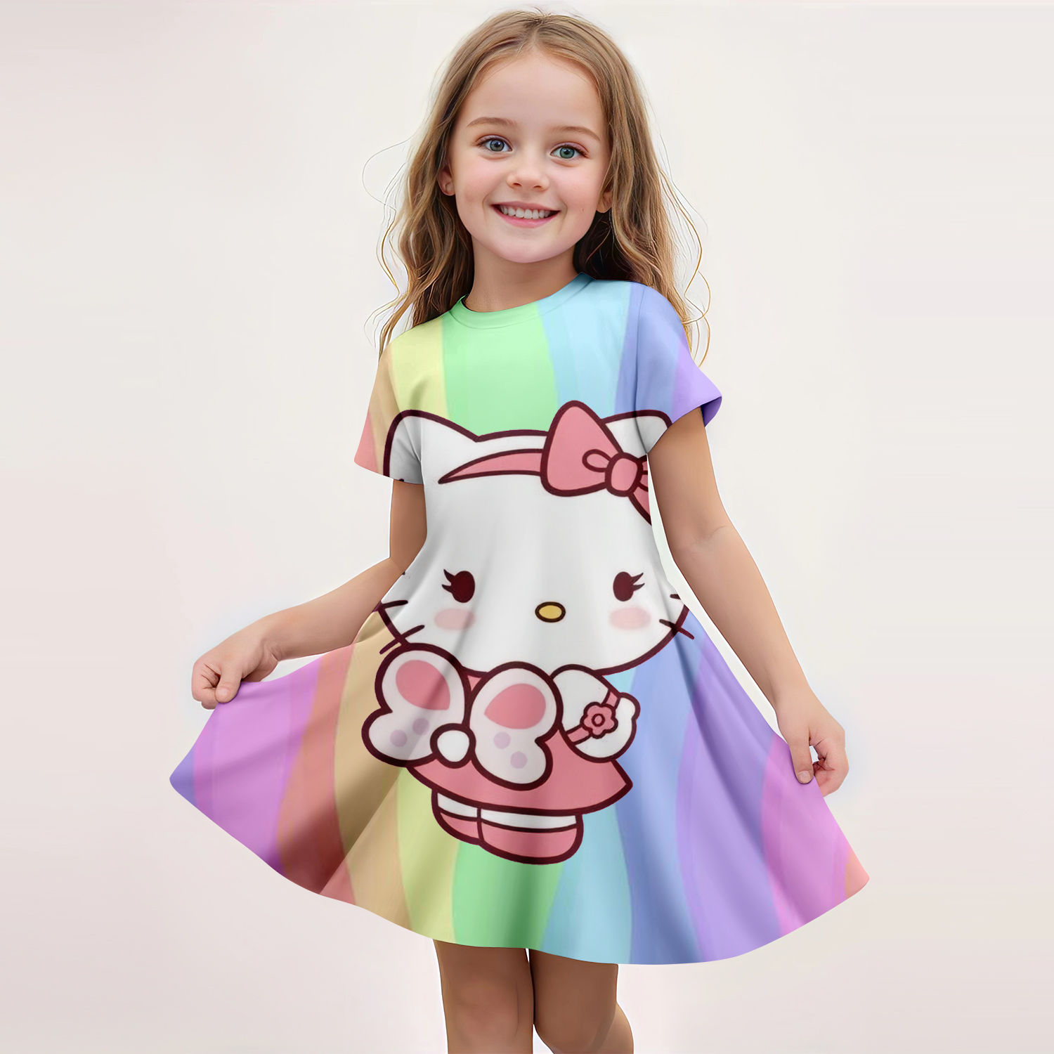 Hellokitty Kuromi Summer Dress Girl Dresses Children Dresses Cosplay 3d ...