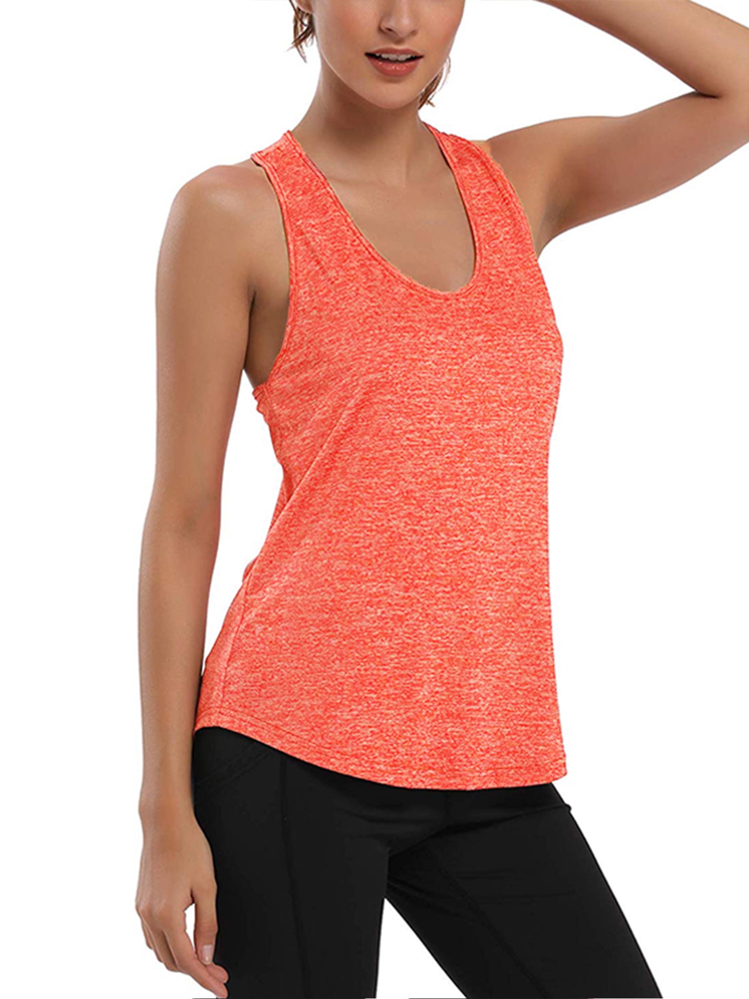 KOJOOIN Workout Tank Tops for Women Open Back Shirts Athletic Yoga Muscle Tank Loose Fitting Gym Tops
