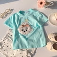 thumbnail image 2 of SGMVNU Summer Cotton T Shirts for Girls 3D Puppy Dogs Applique Short Sleeves Casual Tee Soft Comfort Clothes, Size 11-12 Years, Green, 2 of 8
