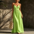 thumbnail image 7 of ClodeEU Women's V Neck Spaghetti Strap Backless Sleeveless Dress with Pockets ,Solid Color Casual Summer Maxi Dress Green,Women's Plus L, 7 of 7