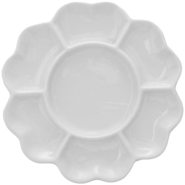 Paletas de acuarela de cerámica con forma de flor de ciruelo, bandejas de pintura para manualidades, arte profesional, estudiantes y niños (blanco)