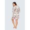 thumbnail image 2 of KIM+ONO Plus Size Short Kimonos Satin Robe for Women, Plus Size Japanese Robe, Womens Kimono Robes - Floral - Chrysanthemum & Crane - White, 2 of 4