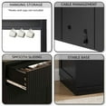 thumbnail image 3 of Rosary Blenn Coffee Bar Cabinet with Mini Fridge Space and Power Outlet, 39" Matte Black Wood Grain Finish Kitchen Cabinet with Drawer, 3 of 7