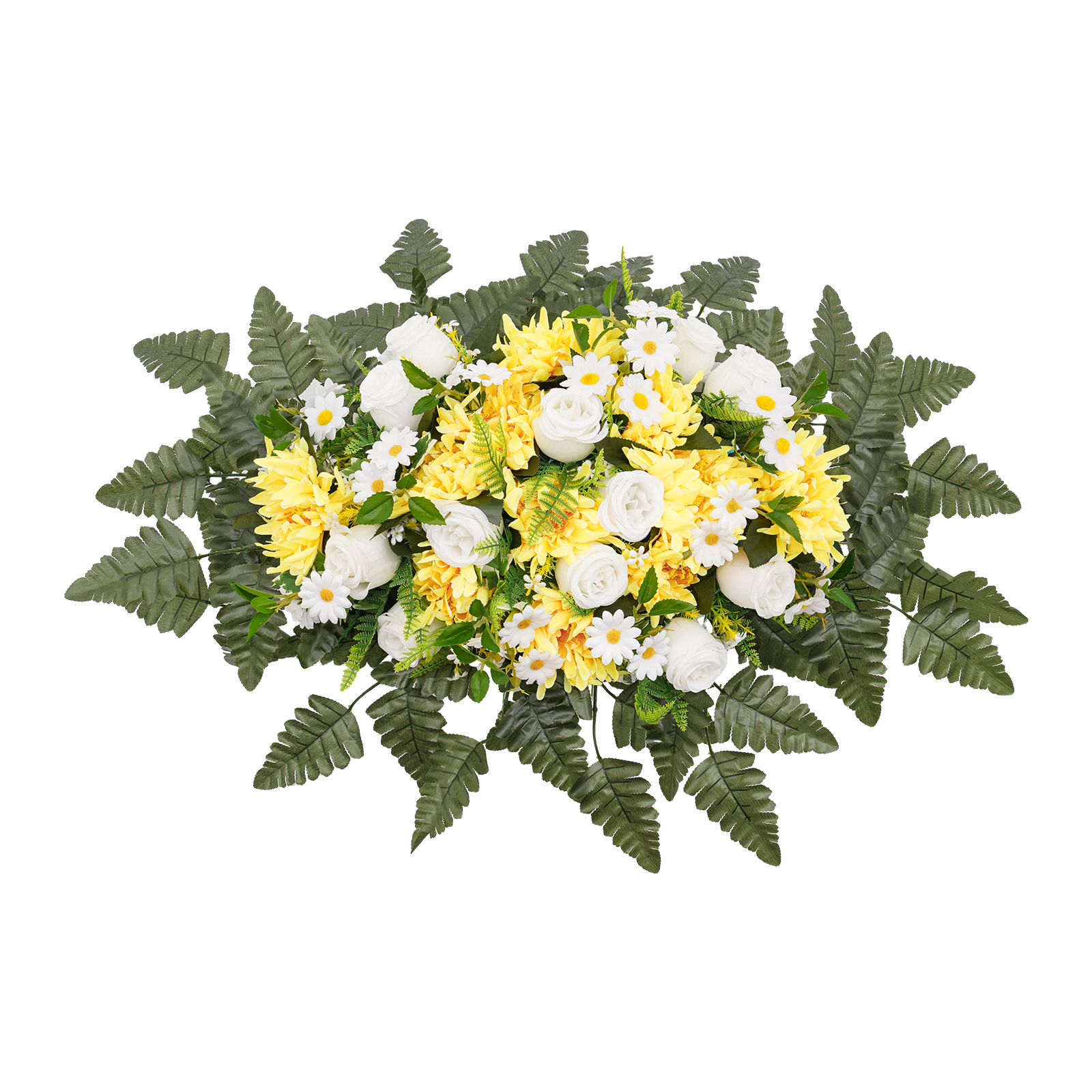 30*20" Outdoor Grave Artificial Flowers, Flower Bud Yellow Chrysanthemum Headstone Decor