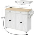 thumbnail image 3 of HOOBRO 43.3" Rolling Kitchen Island with Charging Station Kitchen Island Cart with Spice Rack and Hooks Kitchen Living Room White and Natural WN11UZD01, 3 of 9