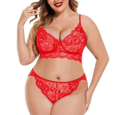 

LBECLEY Women Garter Lingerie Set Women Plus Size Lingerie Lace Bodysuit Lingerie Strappy Bra and Panty with Choker 1950 Lingerie for Women Red Xxxl