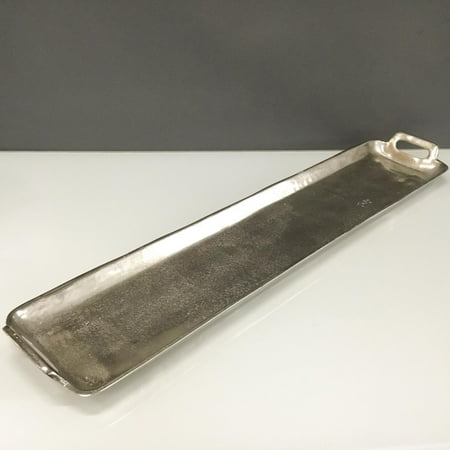 India Handicrafts Silver 36 Long And 4 Wide Texture Tray With Handles 13870