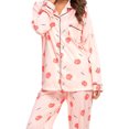 thumbnail image 4 of INSPIRE CHIC Women's Sleepwear Lounge Cute Print Nightwear with Pants Long Sleeve Pajama Sets M Light Pink, 4 of 5
