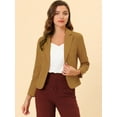 thumbnail image 3 of INSPIRE CHIC Chaqueta abierta de la chaqueta del traje de la cosecha del trabajo de la oficina del frente de las mujeres Caqui oscuro-Sólido XL, 3 of 6