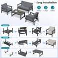 thumbnail image 5 of SERWALL 5 Pieces Outdoor HDPE Patio Furniture Sets, Conversation Sets with Cushions, 2 Armchairs & 1 Loveseat & 1 Coffee Table for Poolside, Balcony, Porch & Backyard, Grey / Grey, 5 of 7