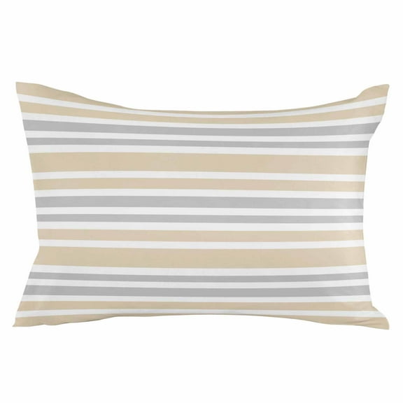 Outdoor Waterproof Throw Pillow Covers Set of 2 Khaki Gray Stripes Decorative Pillowcases Lumbar Outdoor Pillows Cushion Case 20x12 Inch Contrast Striped Patio Pillows for Couch Sofa Bed Garden