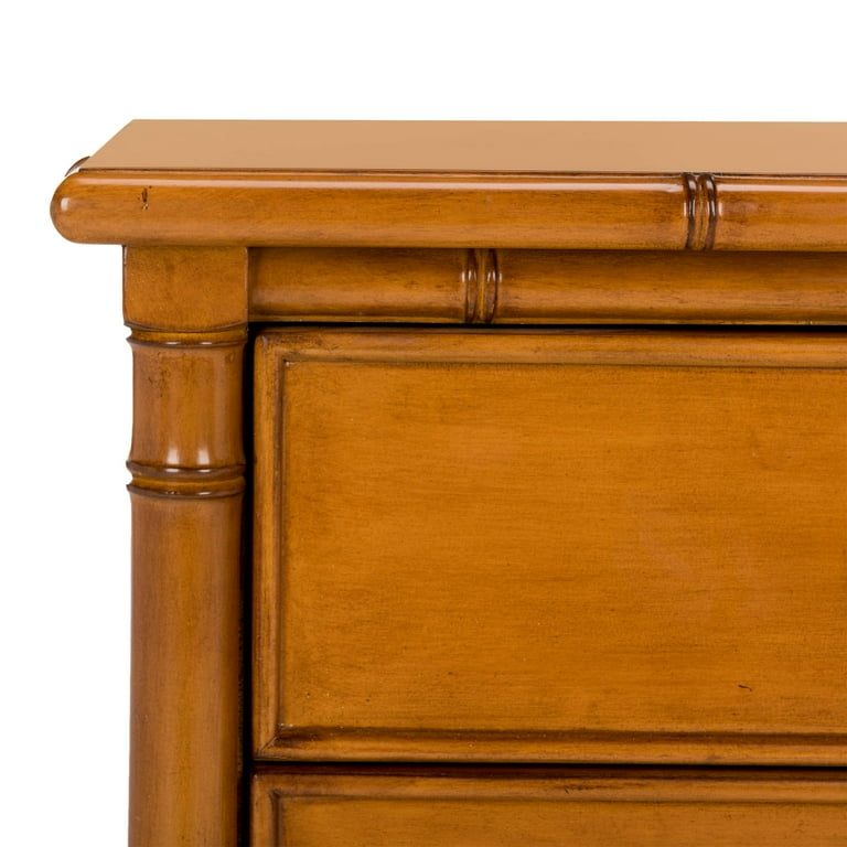 Safavieh Mina 25 in. 3 Drawer Modern Coastal Bamboo Nightstand