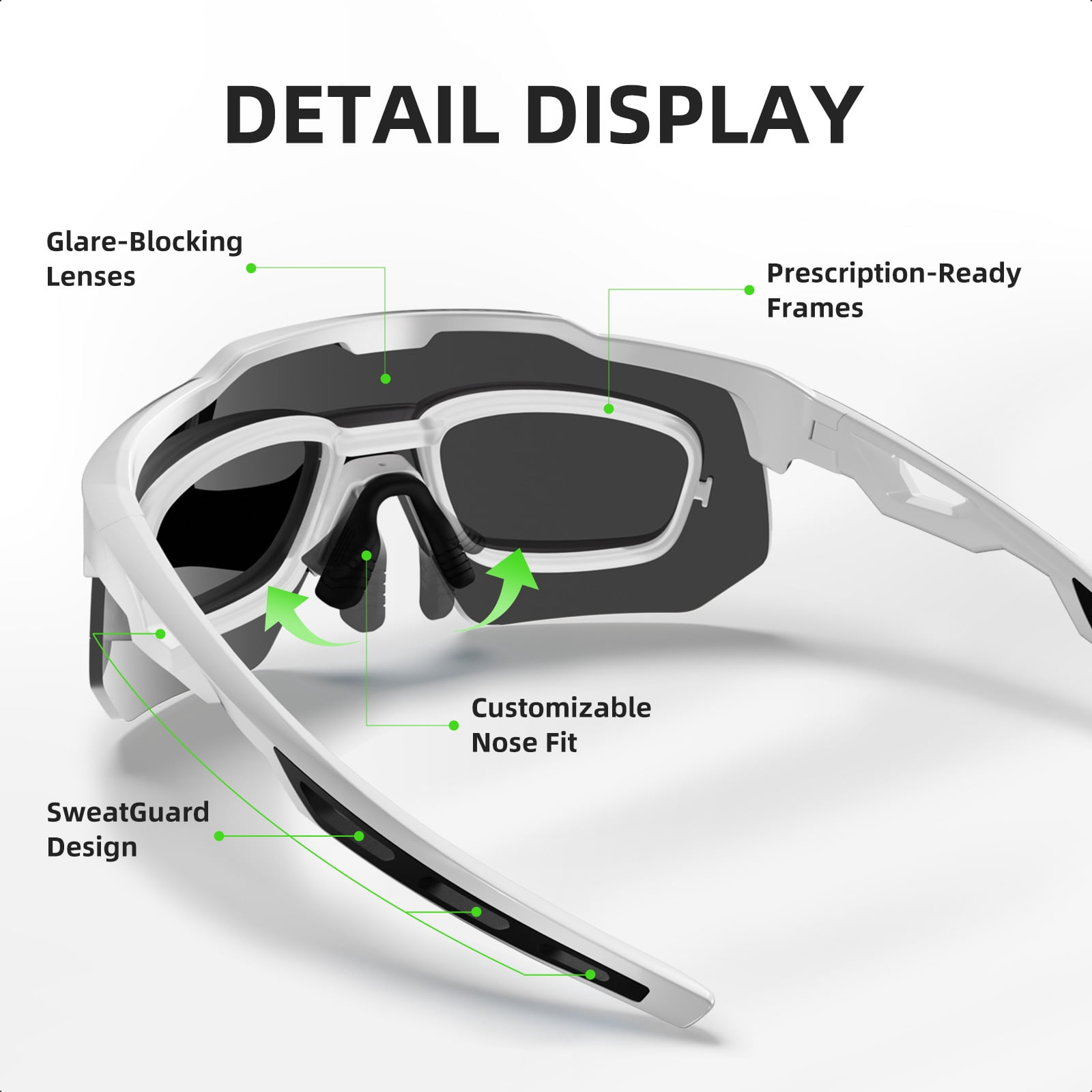 HAAYOT Polarized Sports Sunglasses for Men Women UV Protection Baseball Cycling Running Driving Fishing Glasses
