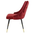 thumbnail image 3 of Tufted Side Dining Chair, Velvet, Red, Modern Contemporary Urban Design, Kitchen Room Cafe Bistro Restaurant Hospitality, 3 of 8