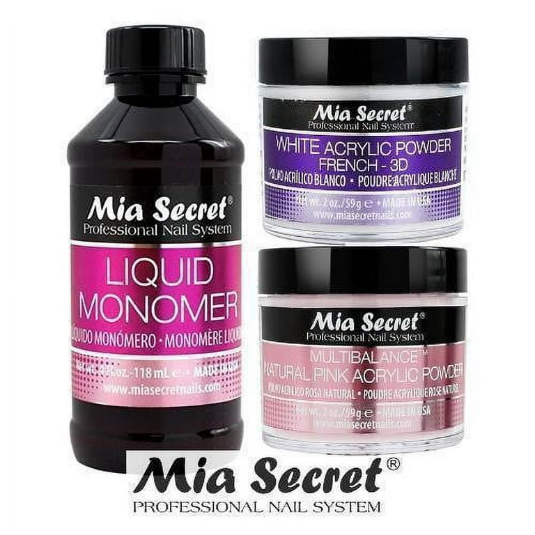 MIA SECRET 4 oz Liquid Monomer 2 oz White 2 oz Clear Acrylic