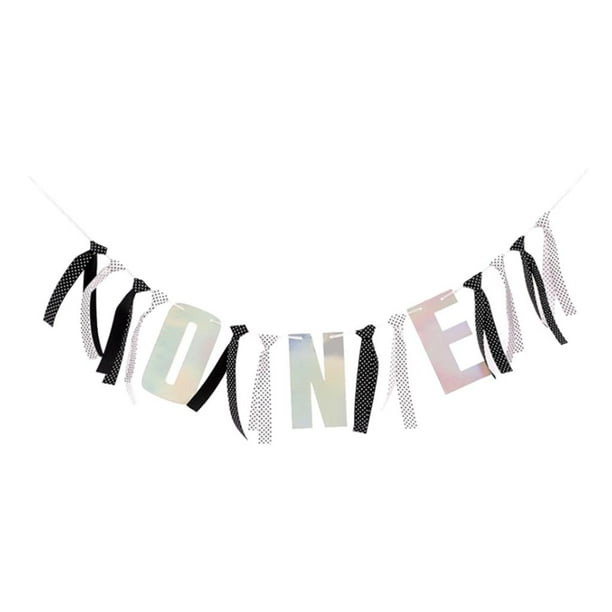 Banner Colgando Guirnaldas Decoracis Telón de Fondo Adornos para Cumpleaños de Bebé En blanco y negro perfecl Banner de trona de 1er año