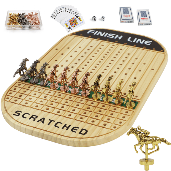HOROW Horse Race Classic Board Game, Wood Log
