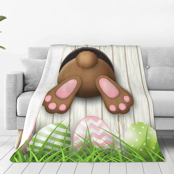 Balery Brown Bunny Bottom And Easter Eggs Manta de Felpa Suave y Acogedora – Cobija de Franela Aterciopelada para Cama, Lavable y Cálida para Sofá, Mascotas, Transpirable-50"x40"