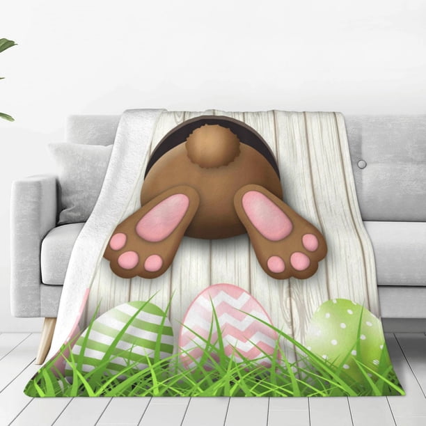 Balery Brown Bunny Bottom And Easter Eggs Manta de Felpa Suave y Acogedora – Cobija de Franela Aterciopelada para Cama, Lavable y Cálida para Sofá, Mascotas, Transpirable-40"x30"