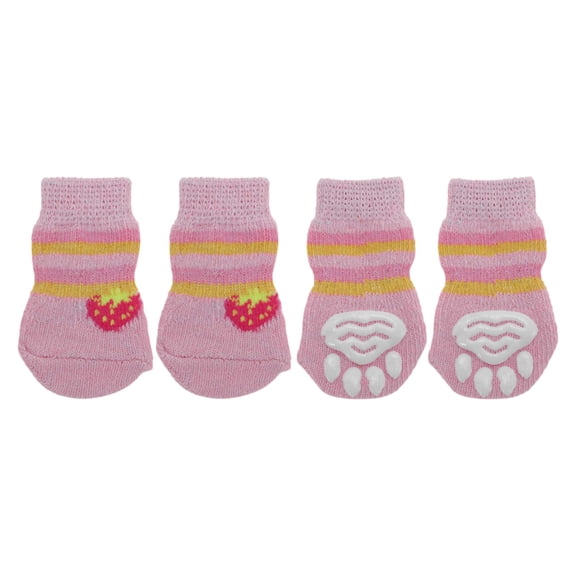 Unique Bargains Dog Socks Non-Slip Socks for Dogs and Cats Pink M