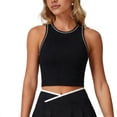 thumbnail image 2 of FengLS Womens Athletic Vest Fashion Contrast Trim Crop Tops Round Neck Sleeveless Fitted Tank Tops for Yoga & Casual Summer Wear, 2 of 8