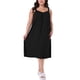 thumbnail image 2 of Noche de mujer plus size Agnes Orinda, vestido de dormir sin mangas con tirantes de espagueti, escote en V plisado, chemise de descanso midi 4X negro, 2 of 6