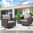 thumbnail image 2 of PARKWELL Outdoor Swivel Rocker Patio Chairs Set of 2,Wicker Swivel Gliders Rocking Chair for Porch Balcony Yard,Gray Cushions Lounge Chairs in Brown Wicker, 2 of 6
