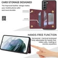 thumbnail image 3 of SaniMore for Samsung Galaxy S23 6.1" PU Leather Case RFID Blocking, Back Magnetic Button Flip Wallet Cover Built-in Card Slot & Multi-Angle Kickstand Ultra-Thin Full Body Protective Shell, Winered, 3 of 6