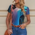 thumbnail image 6 of Rateoe Vibrant Fluid Motion Art Printed Women Rash Guard Short Sleeve,Tummy control Swimsuit Surfing Swimsuit Bathing Suit Short-sleeved Onesie UPF 50+ -Large, 6 of 7