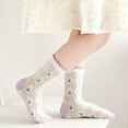 thumbnail image 6 of Girls Cotton Thin Mesh Crew Socks, Kids Floral Flower Cute Summer Socks, 5 Pairs, 3~12Years, 6 of 7