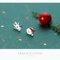 thumbnail image 2 of Cute Santa Claus Deer Stud Earrings Sterling Silver Christmas Small Studs for Women, 2 of 4