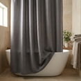 thumbnail image 5 of Unique Bargains Solid Color Linen-Like Shower Curtain Machine Washable Grey 71"W x 71"L, 5 of 5