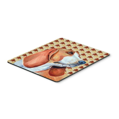 Basset Hound Fall Leaves Portrait Mouse Pad, Hot Pad or Trivet
