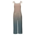 thumbnail image 4 of Jumpsuits for Women Casual Cotton Linen Rompers Gradient Jumpsuit Summer Jumpsuit Overalls Romper with Pockets, 4 of 5