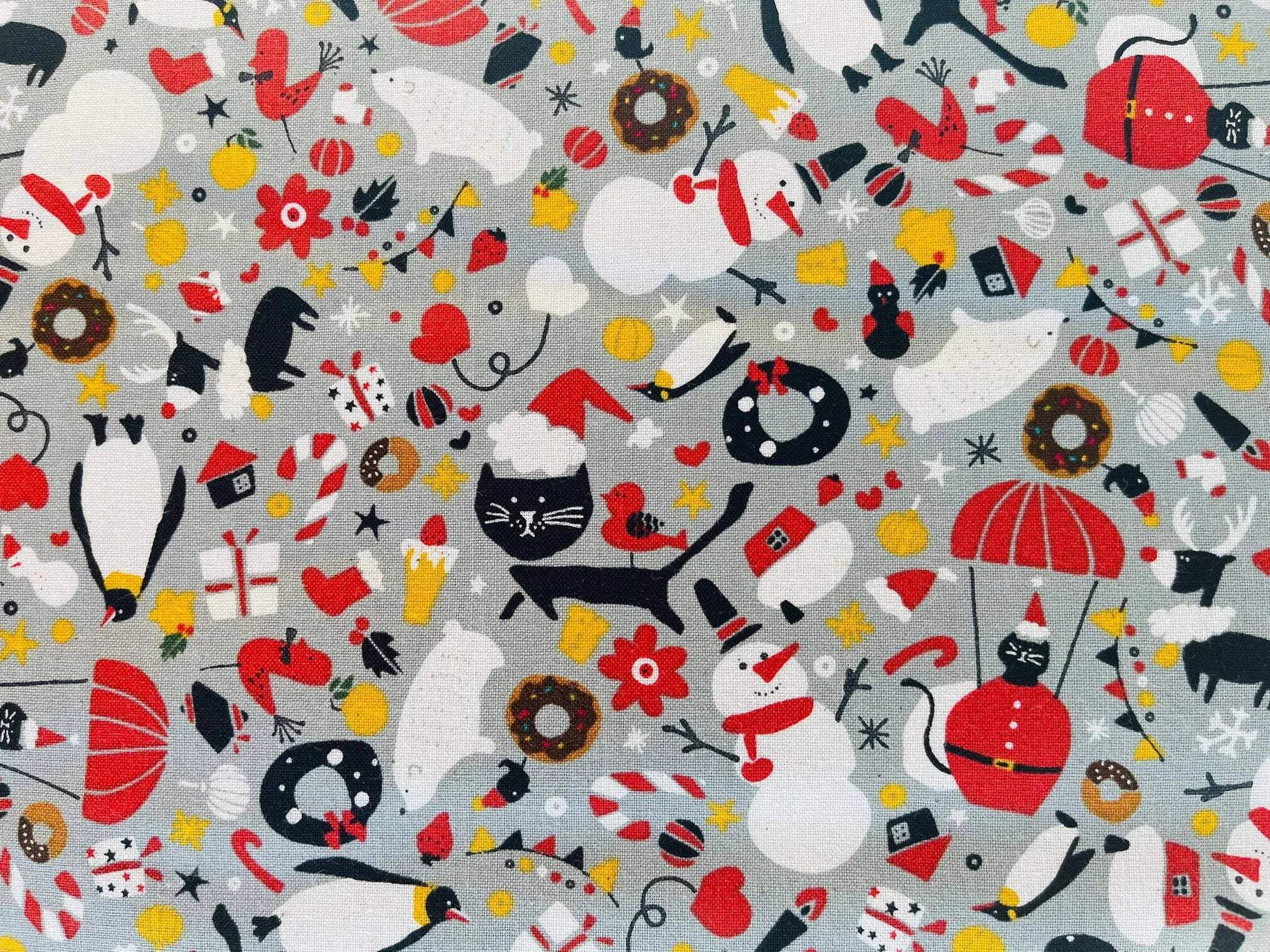 Waku Waku Christmas - Mixer - Gray Unbleached Fabric - Naocom - Cotton+ Steel